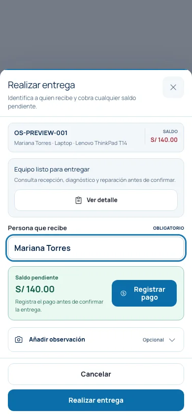 Entrega y pago en Percy Placas